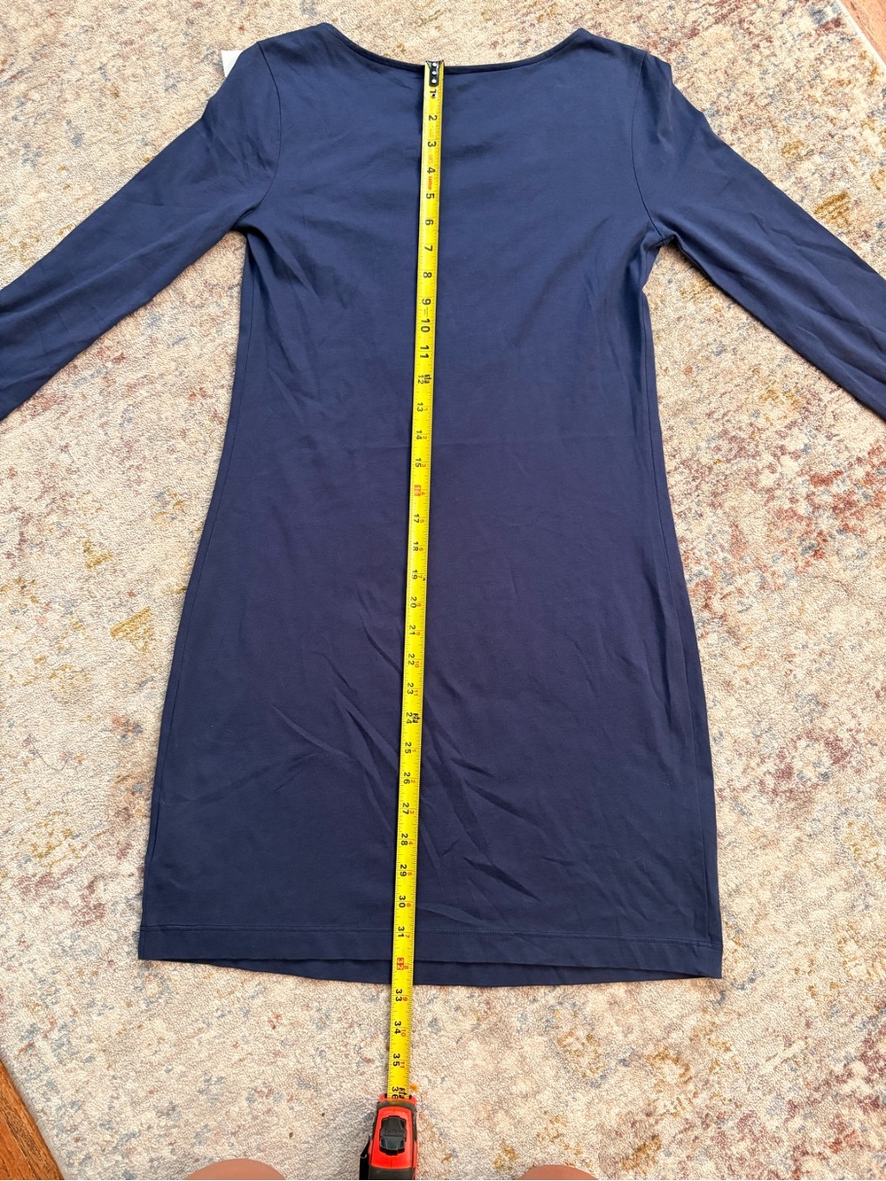 Lilly Pulitzer Navy Embroidered V-Neck Dress with White Trim - Picture 4 of 6